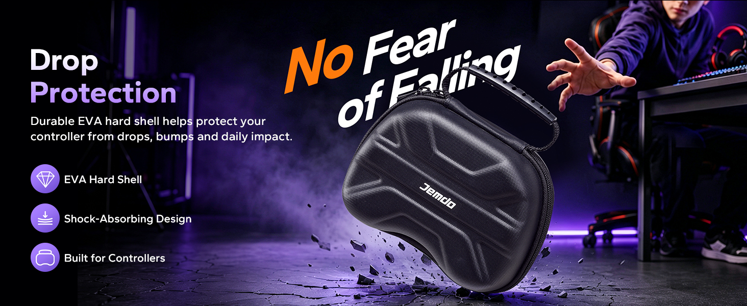 JEMDO Hard EVA Travel Controller Carrying Case for NS2 Pro, for PS5/for Xbox, Black
